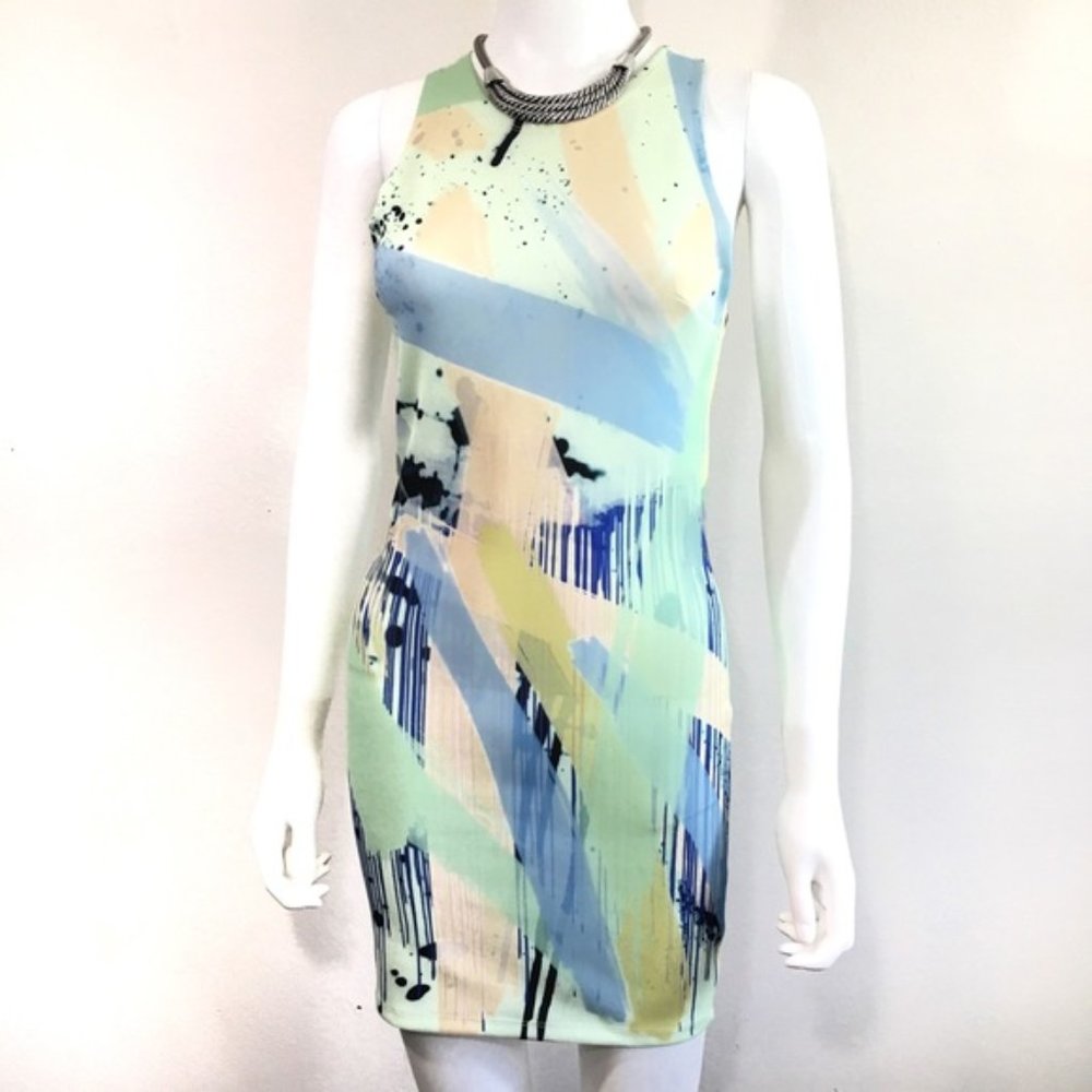 Zara Watercolor Bodycon Mini Dress small